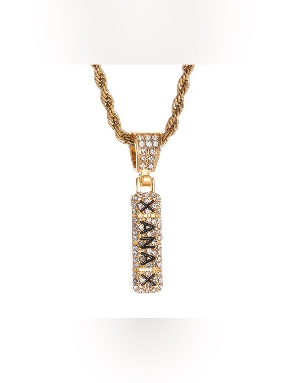 Gold Crystal Bar Pendant Necklace - XAN